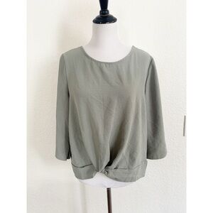 Misia Olive Green Twist Front Blouse